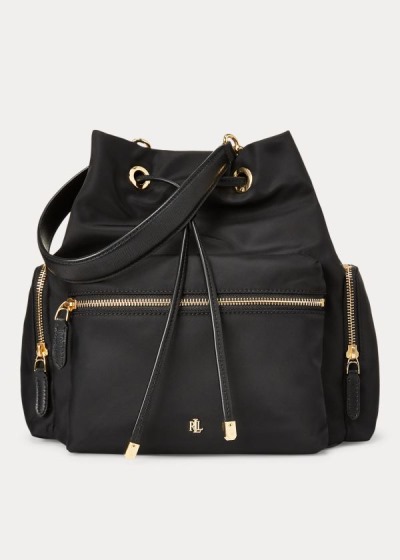 Bolsa Ralph Lauren Mujer Negros - Nylon Debby Drawstring - UDWCB0783